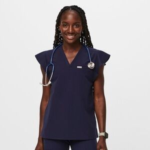 Natal flutter sleeve scrub top